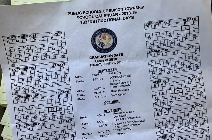 edison public schools calendar 1